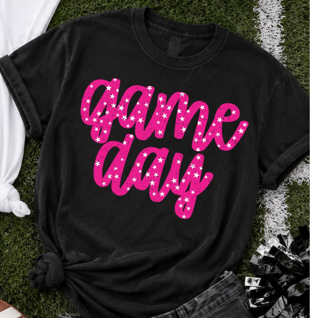 Game day PINK with stars (Parker) DTF Transfer