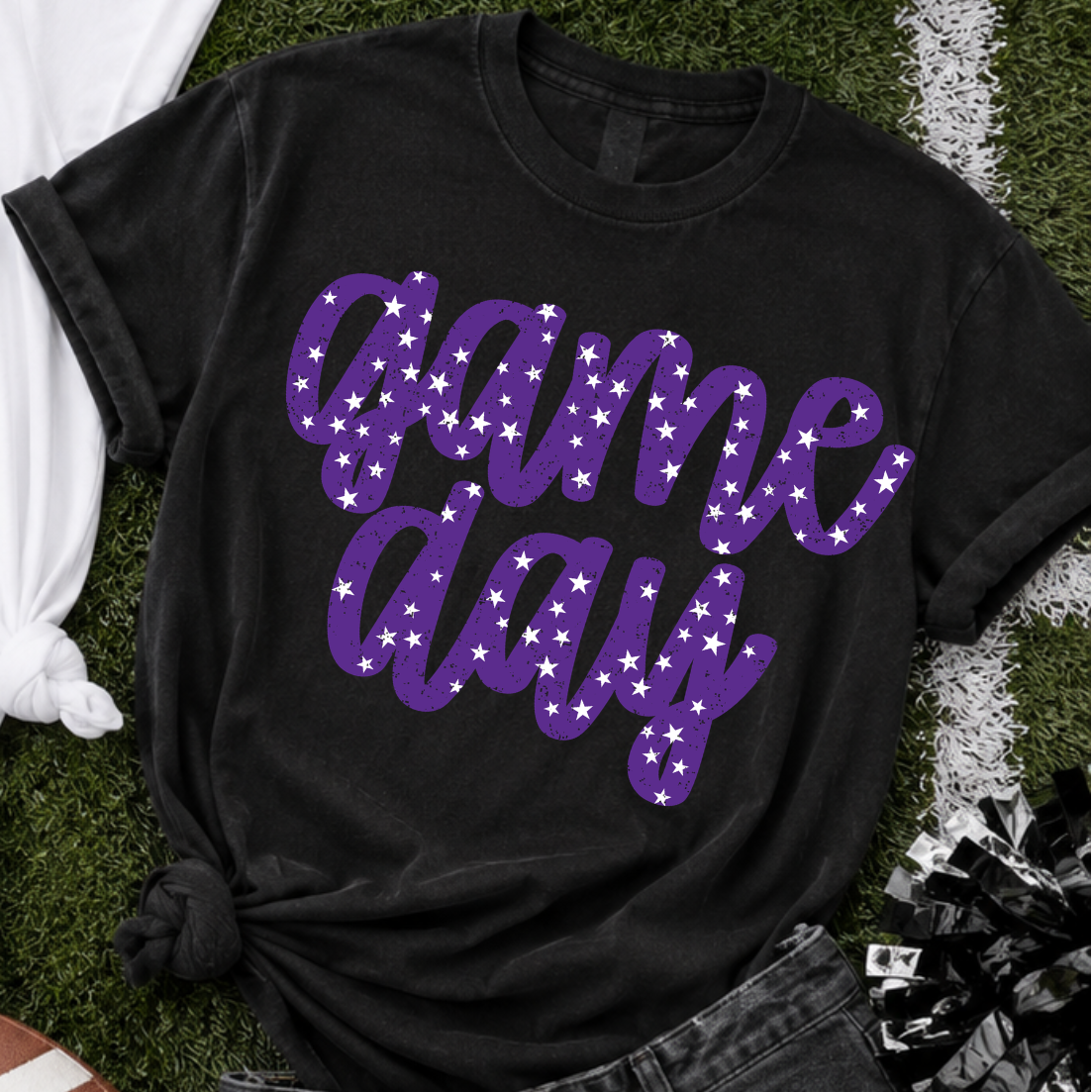 Game day PURPLE with stars (Parker) DTF Transfer