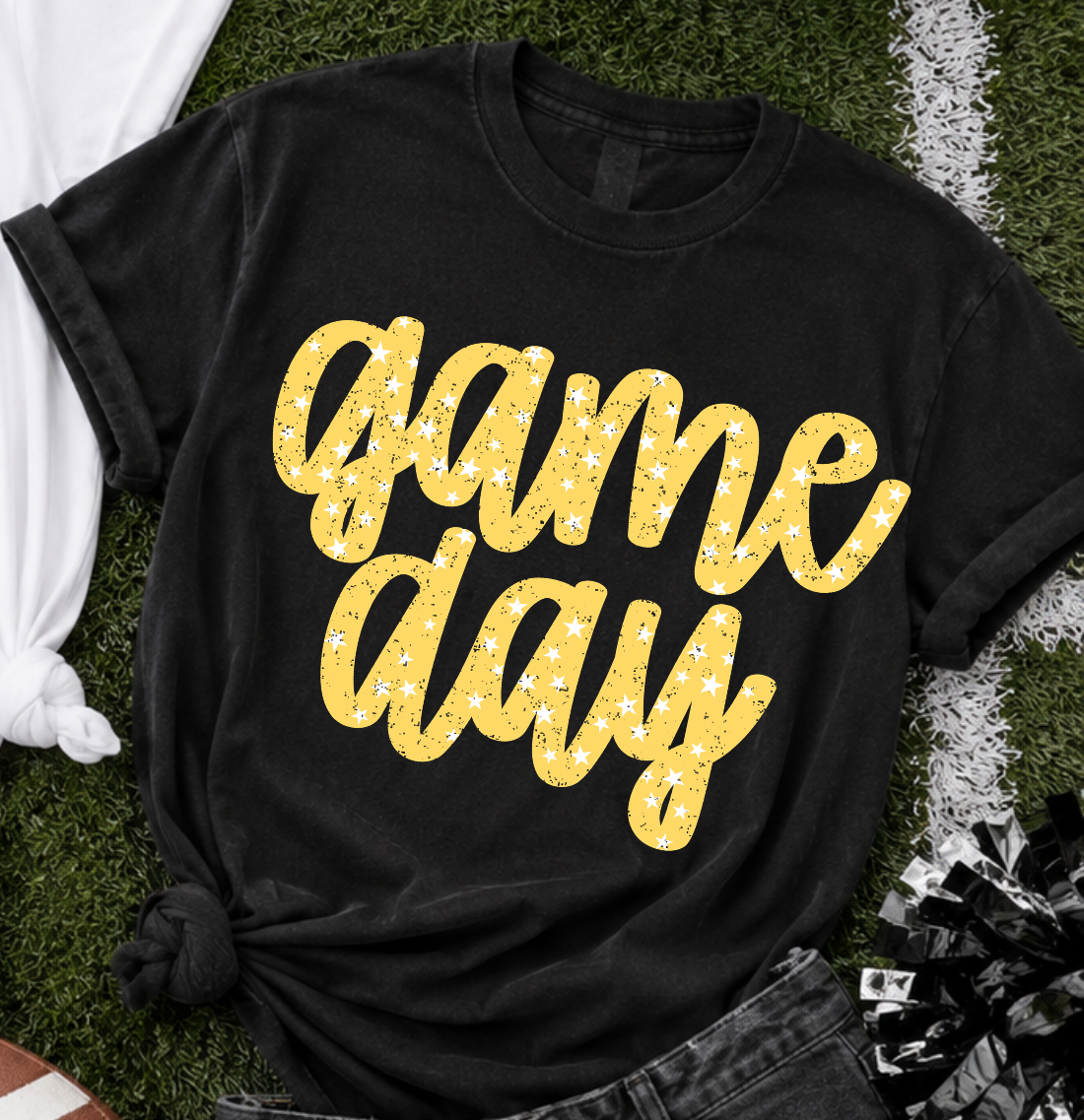 Game day YELLOW with stars (Parker) DTF Transfer
