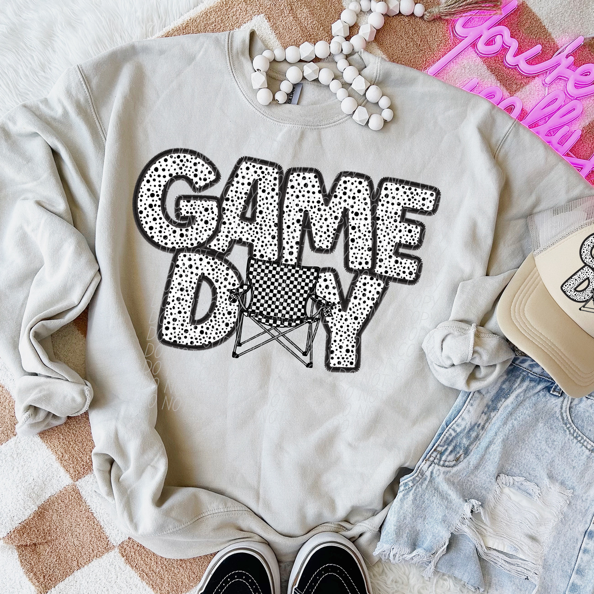 Game Day Checkered Chair Dotted 66167 DTF transfer