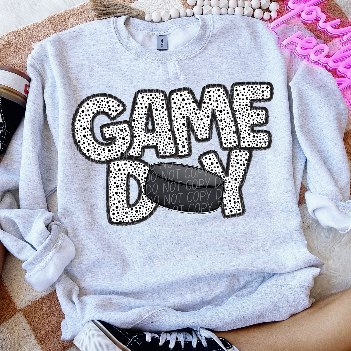 Game Day Hockey Puck Dotted 66178 DTF transfer