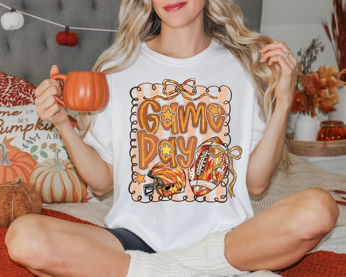 Game Day Orange Stripe Frame 108885 DTF transfer