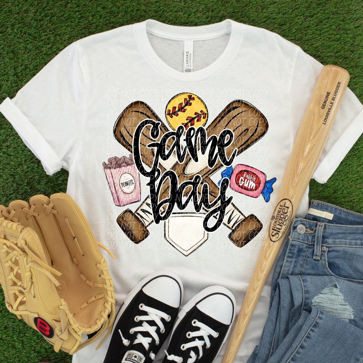 Gameday softball (bubble gum, peanuts, BLACK) (City) DTF Transfer
