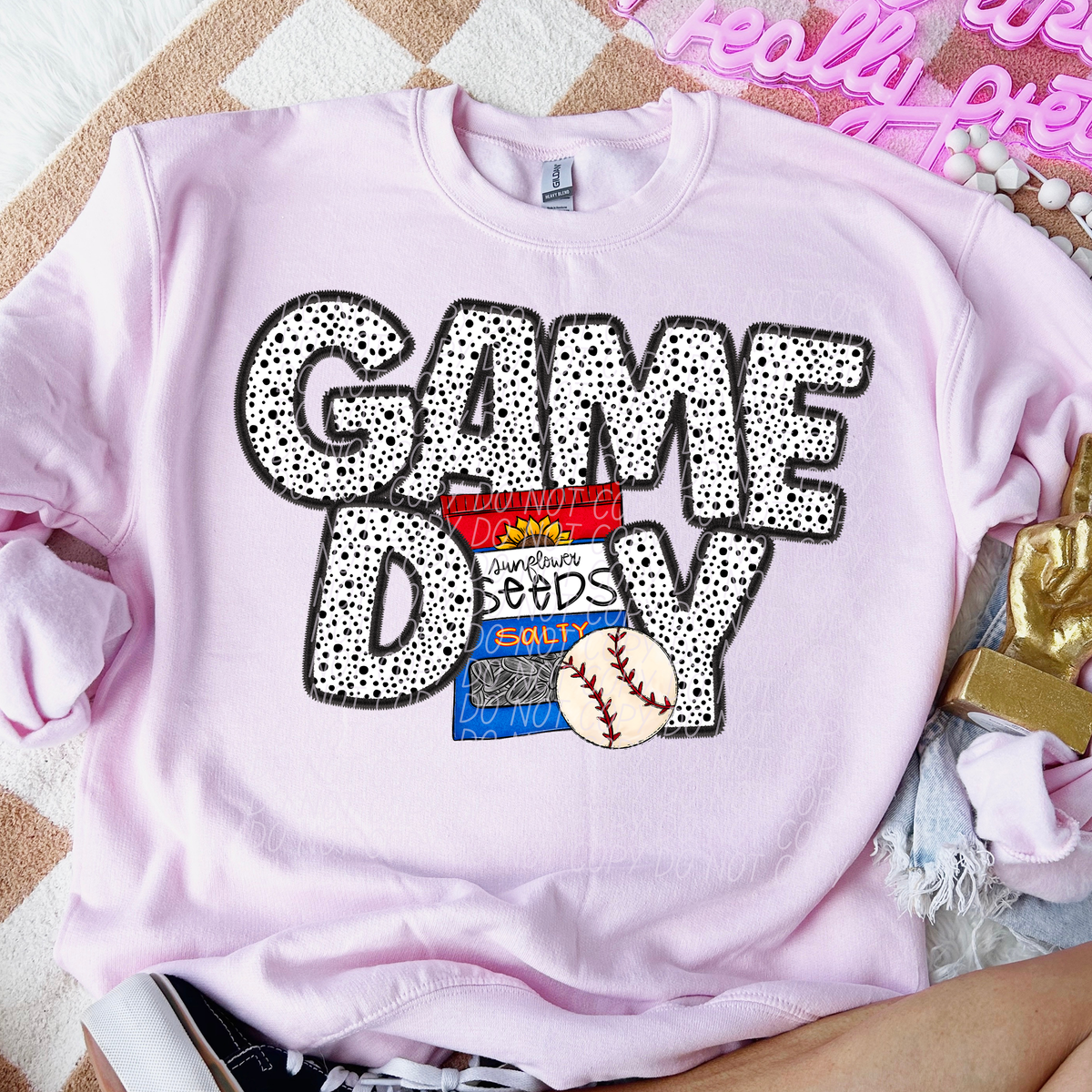 Game Day Sunflower Seed Baseball Dotted 66186 DTF transfer
