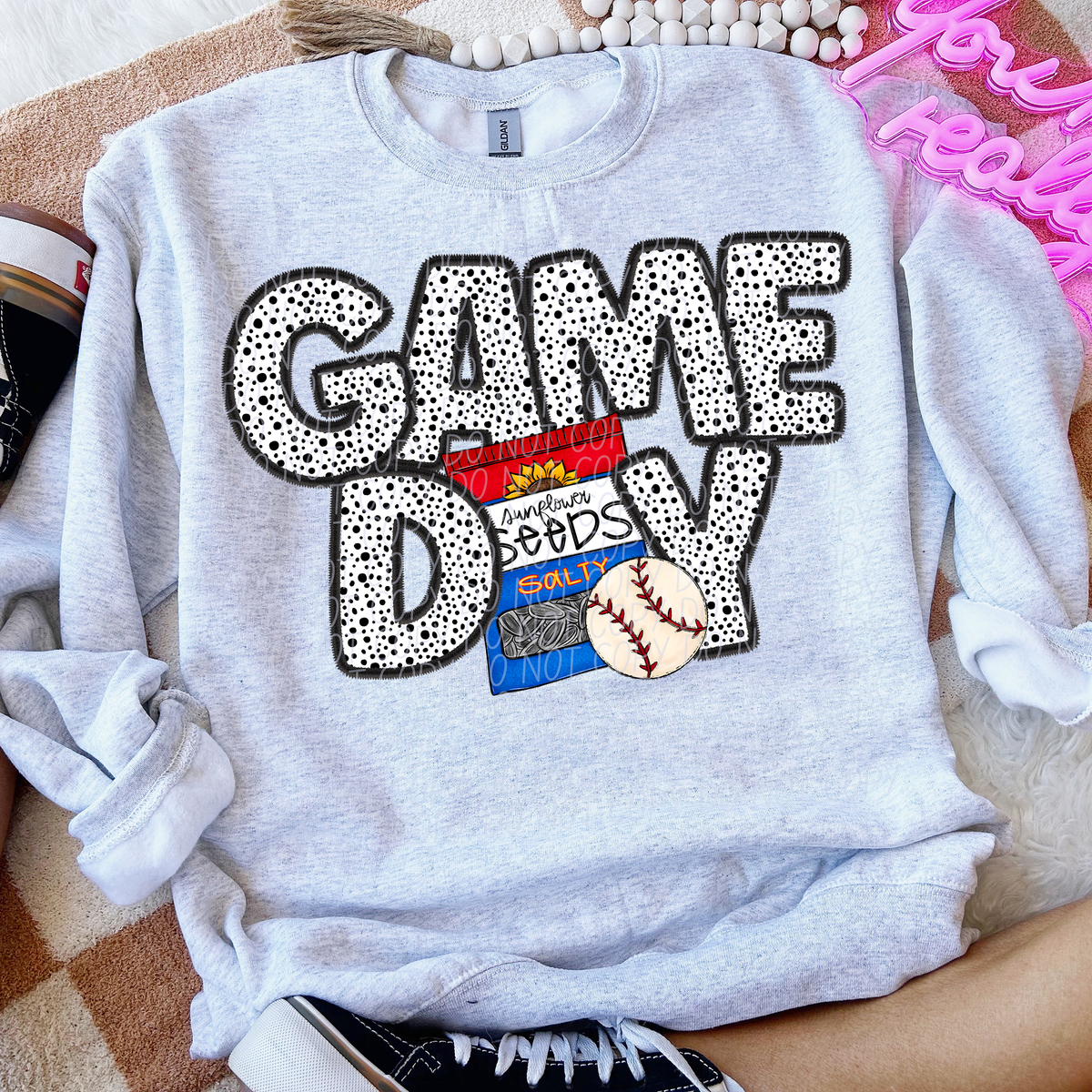 Game Day Sunflower Seed Baseball Dotted 66186 DTF transfer