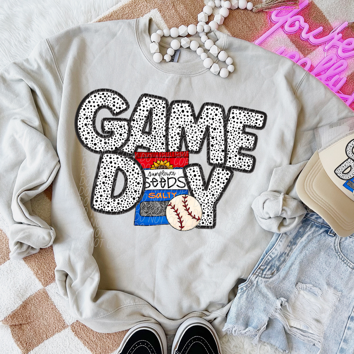 Game Day Sunflower Seed Baseball Dotted 66186 DTF transfer