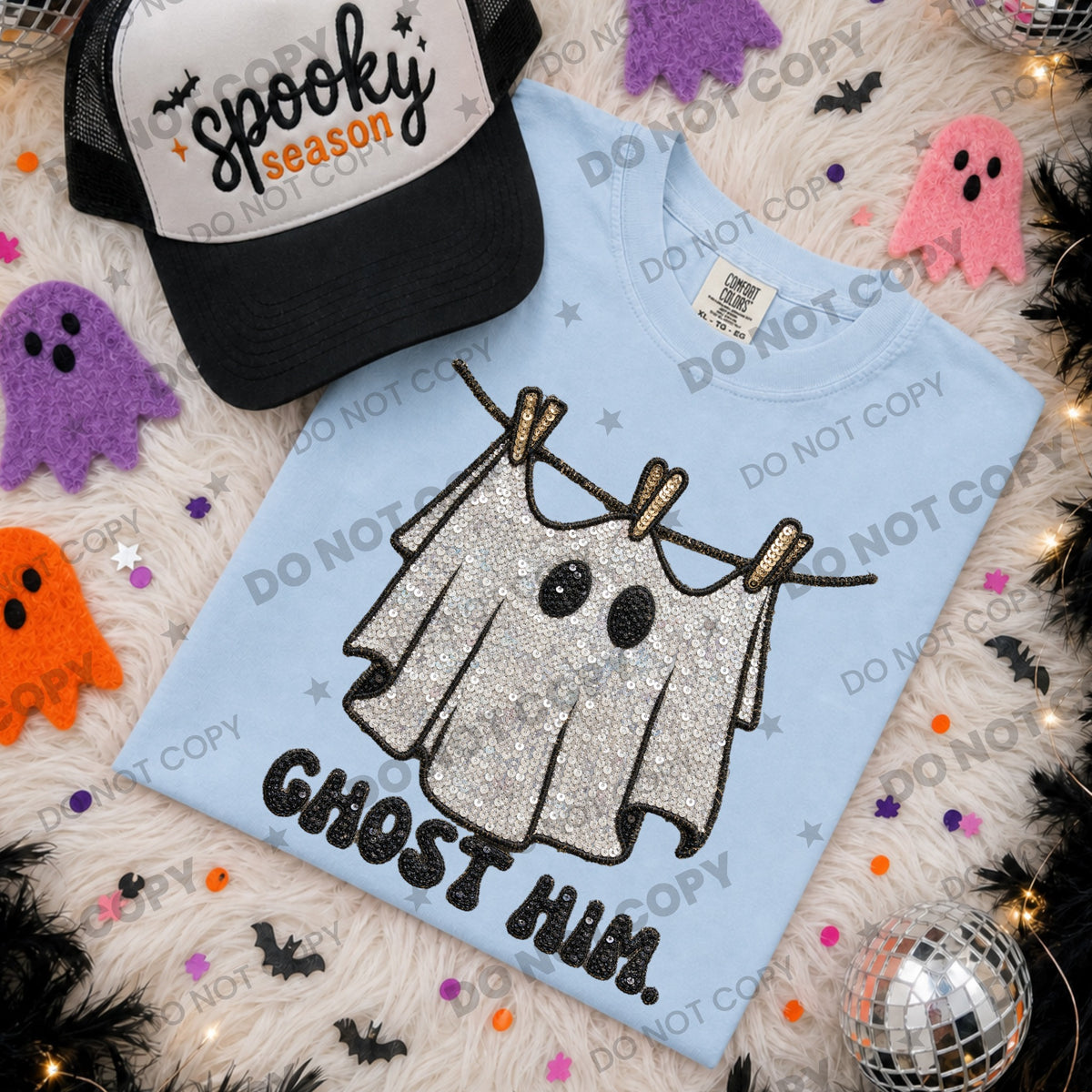 Ghost him faux sequins (HW) DTF Transfer