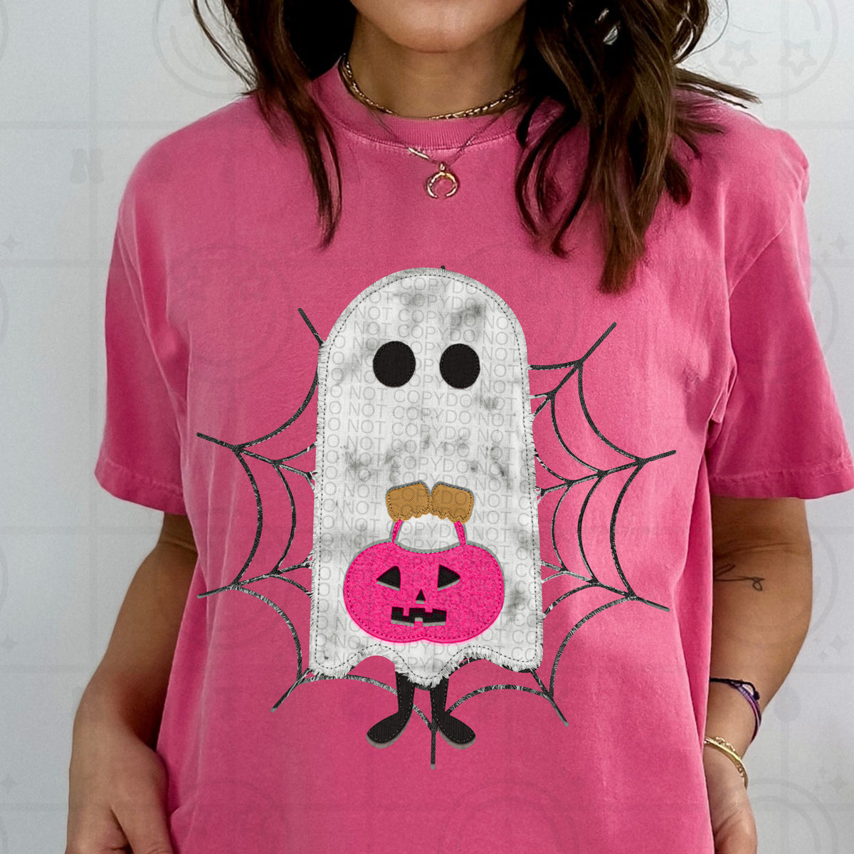 Faux patchwork ghost and web (HW) DTF Transfer