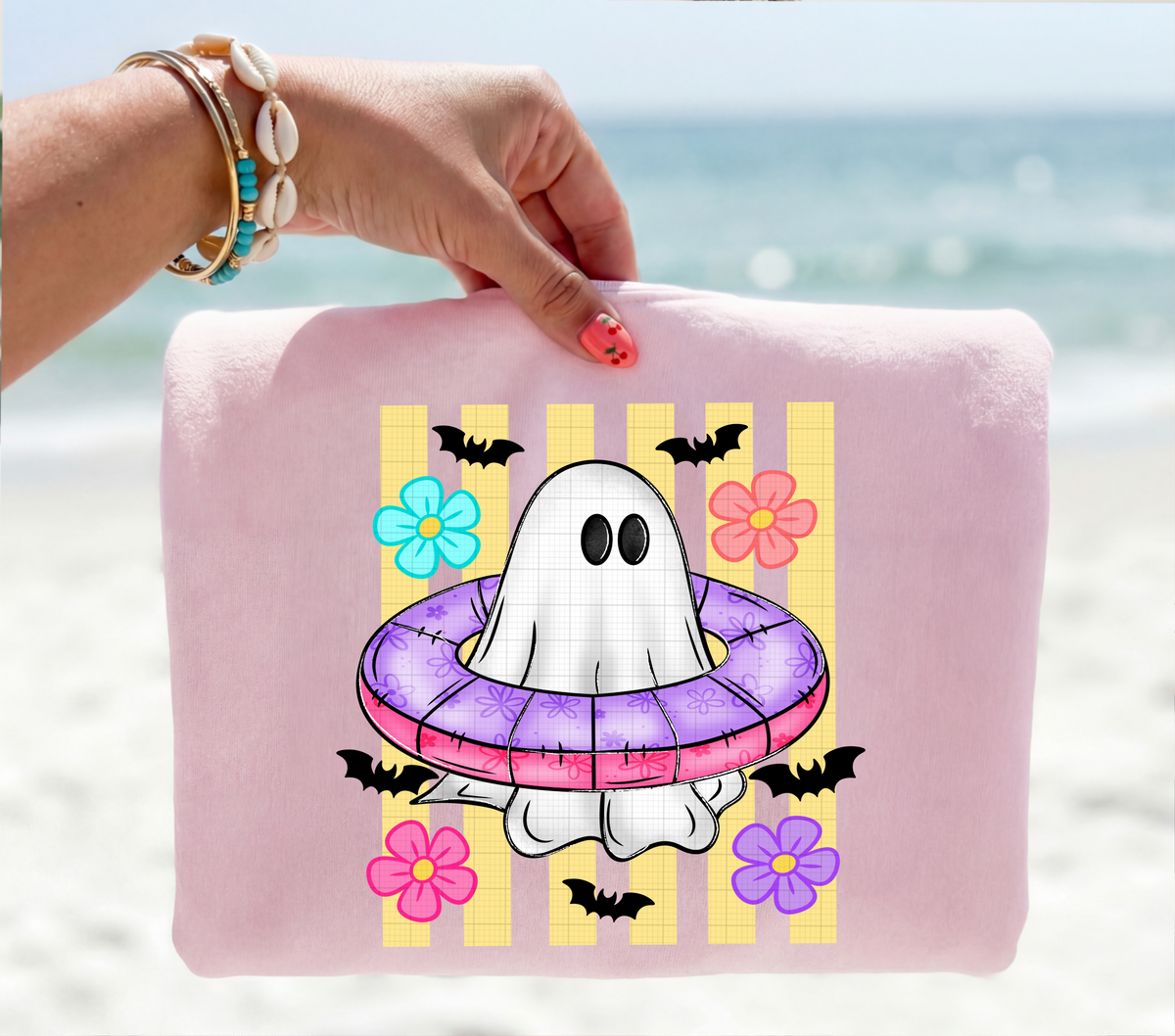 Summer ghost YELLOW stripes (Linda) DTF Transfer