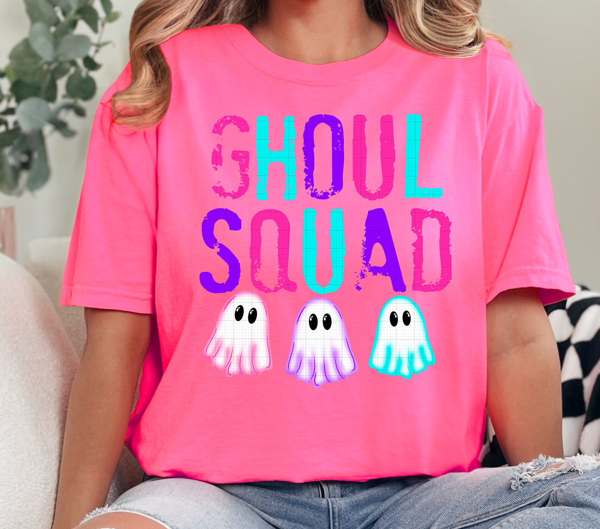Ghoul squad with ghost NEON (Linda) DTF Transfer