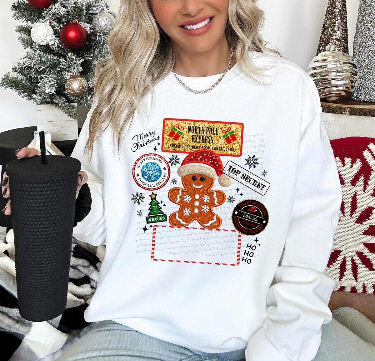 Gingerbread Gift Sack North Pole Express 69487 DTF transfer