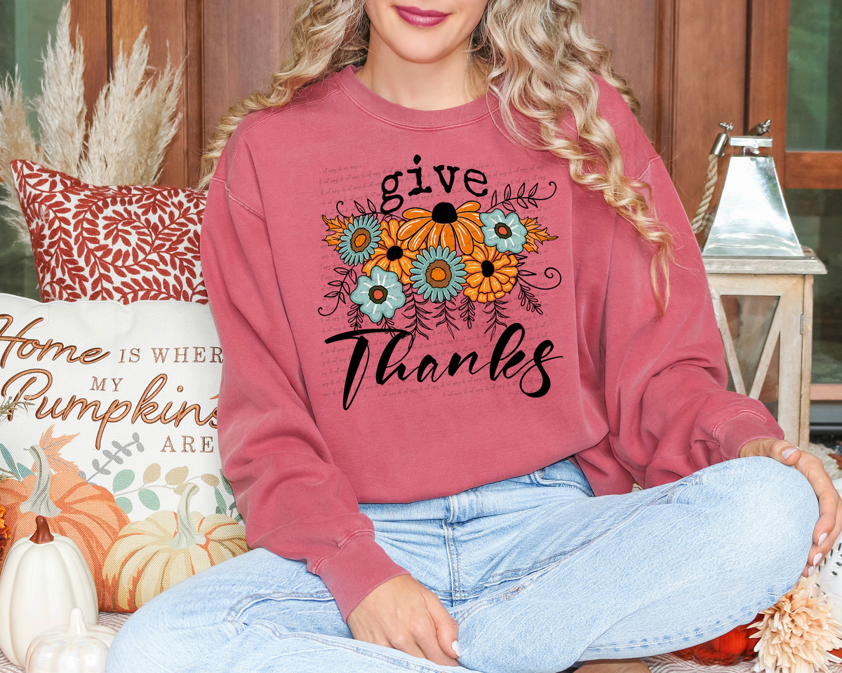 Give Thanks Floral 59875 DTF Transfer