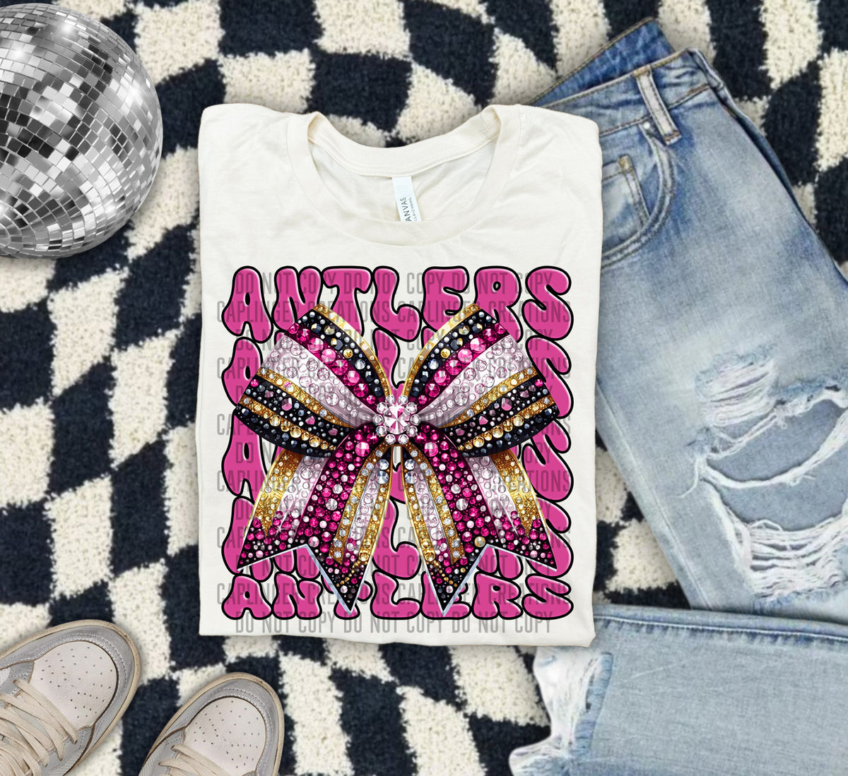 Antlers Pink Bow School Mascot 57876 DTF transfer