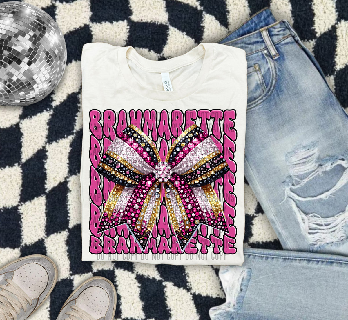 Brahmarette Pink Bow School Mascot 57882 DTF transfer