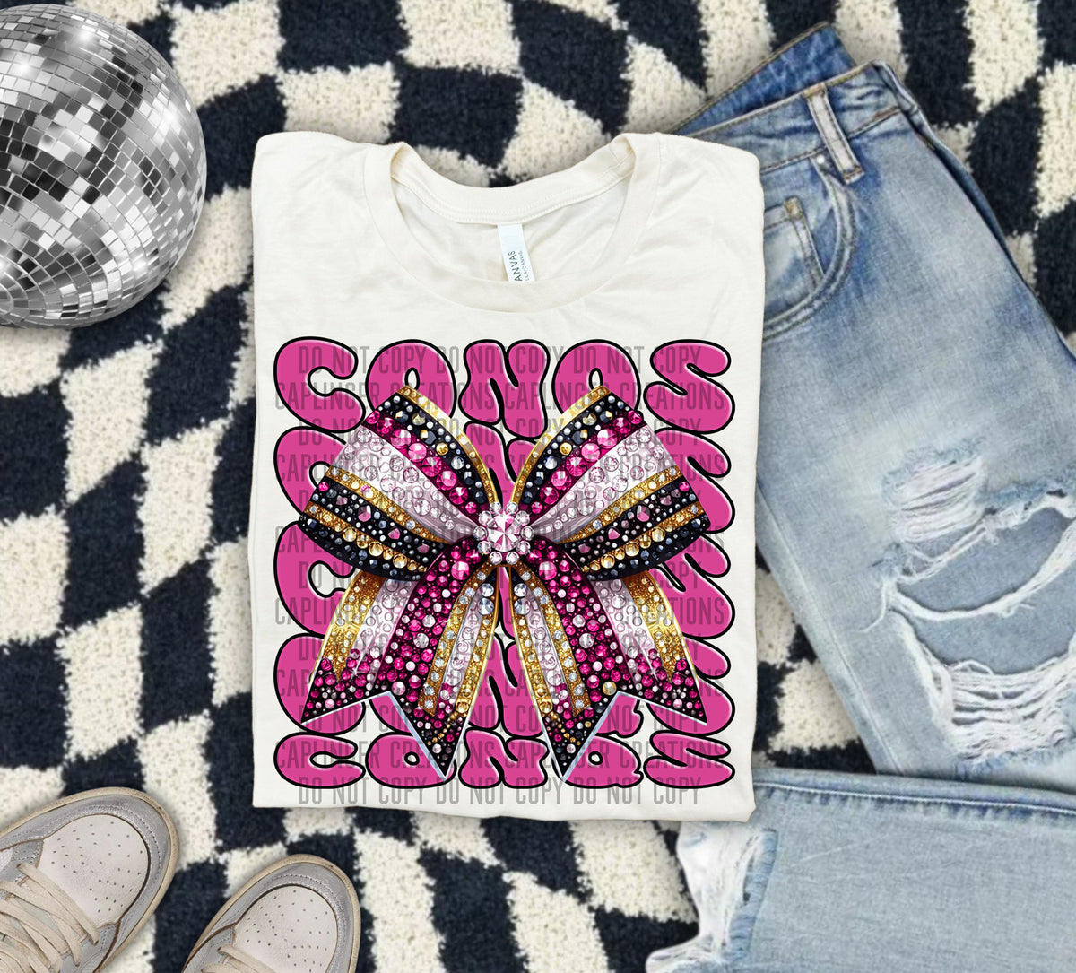 Conqs Pink Bow School Mascot 57887 DTF transfer