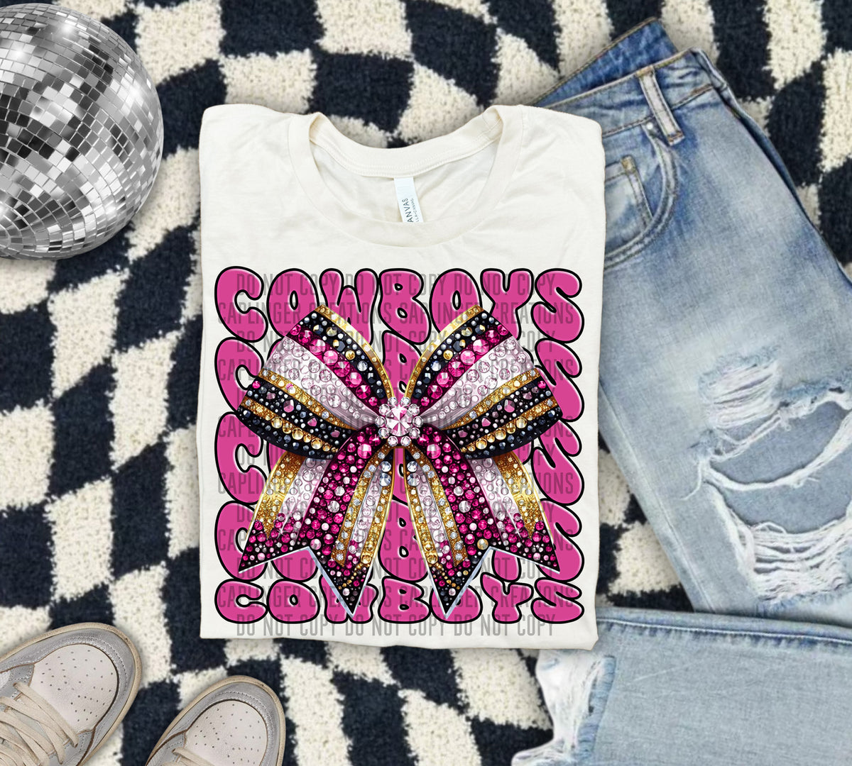 Cowboys Pink Bow School Mascot 57888 DTF transfer