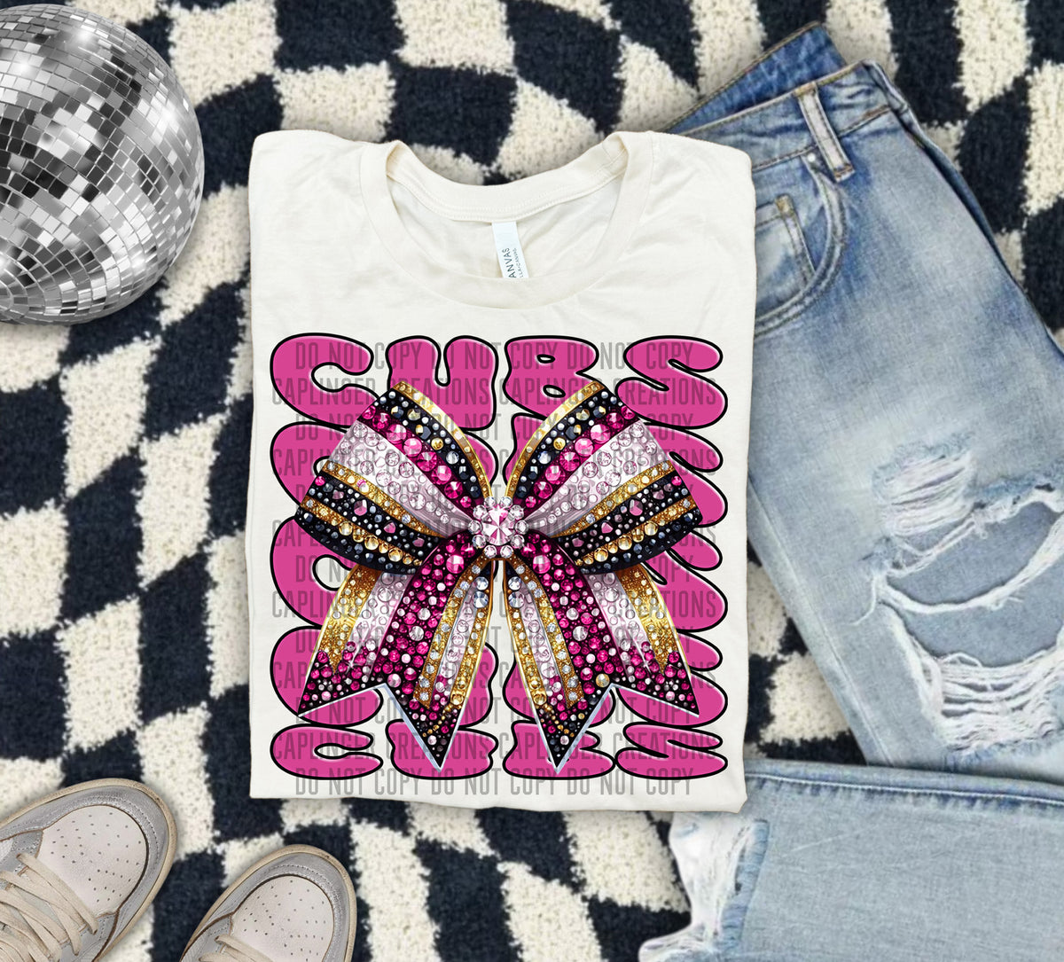 Cubs Pink Bow School Mascot 57890 DTF transfer