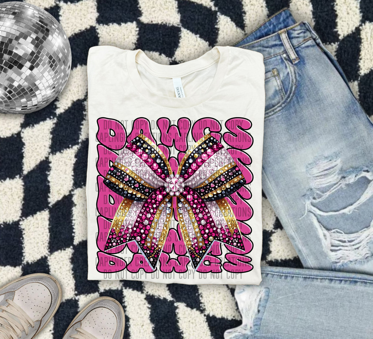 Dawgs Pink Bow School Mascot 57892 DTF transfer