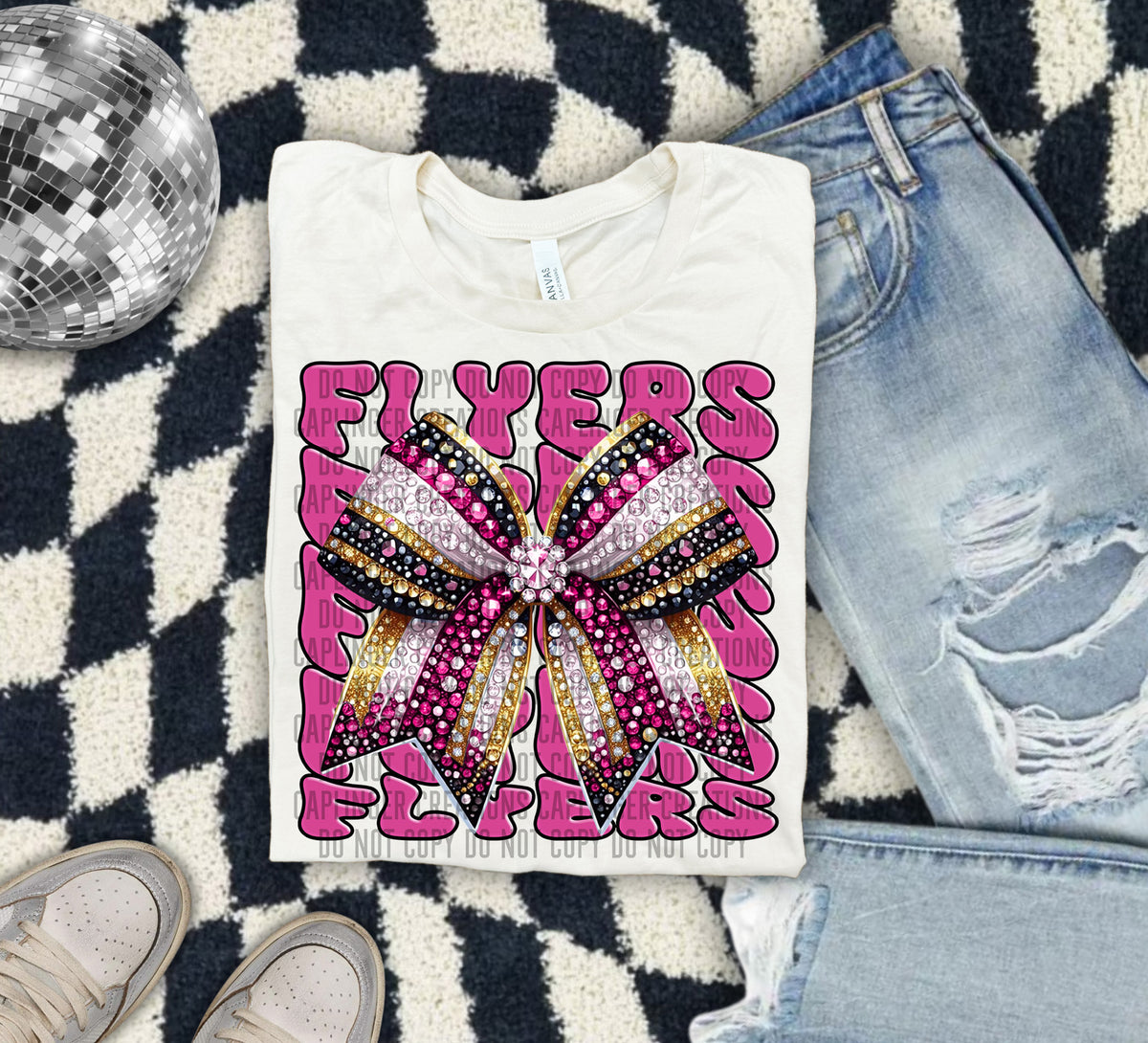 Flyers Pink Bow School Mascot 57895 DTF transfer