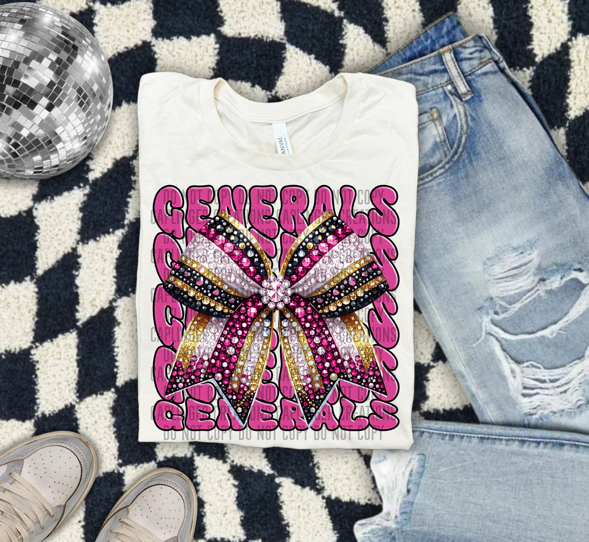 Generals Pink Bow School Mascot 57897 DTF transfer