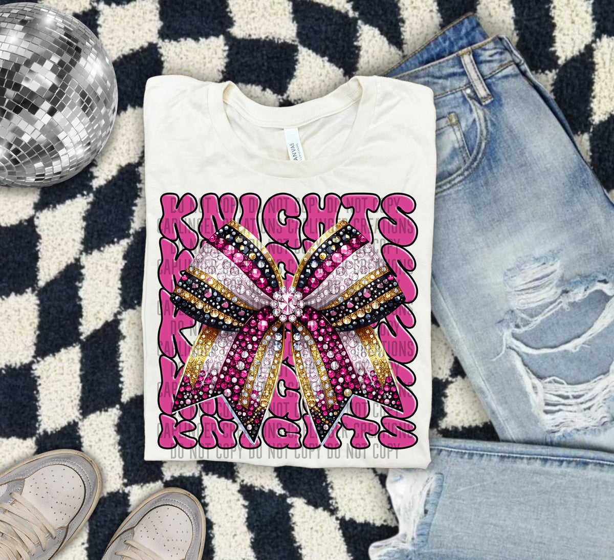 Knights Pink Bow School Mascot 57904 DTF transfer