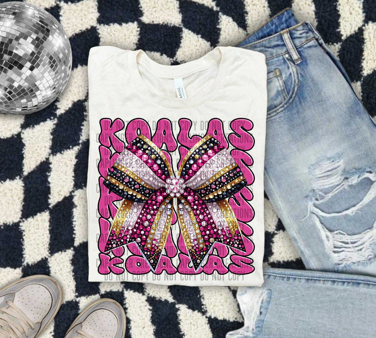 Koalas Pink Bow School Mascot 57905 DTF transfer