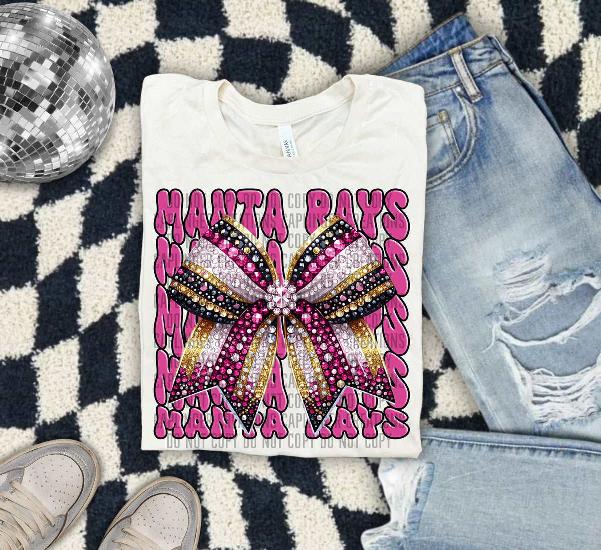 Manta Pink Bow School Mascot 57910 DTF transfer