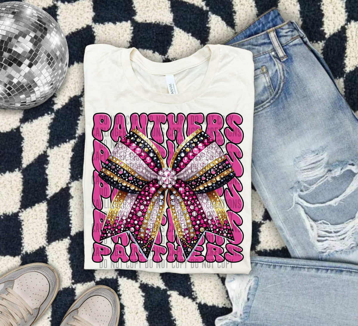 Panthers Pink Bow School Mascot 57916 DTF transfer