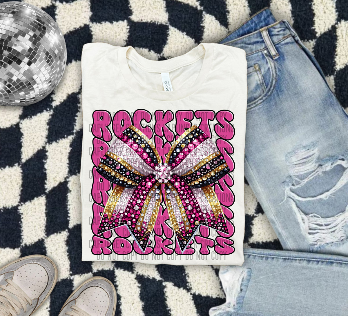 Rockets Pink Bow School Mascot 57925 DTF transfer