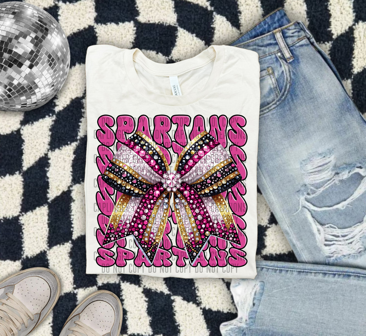 Spartans Pink Bow School Mascot 57930 DTF transfer