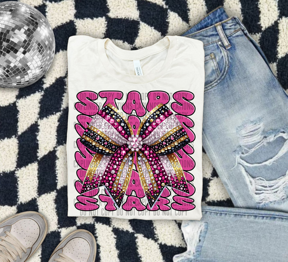 Stars Pink Bow School Mascot 57931 DTF transfer