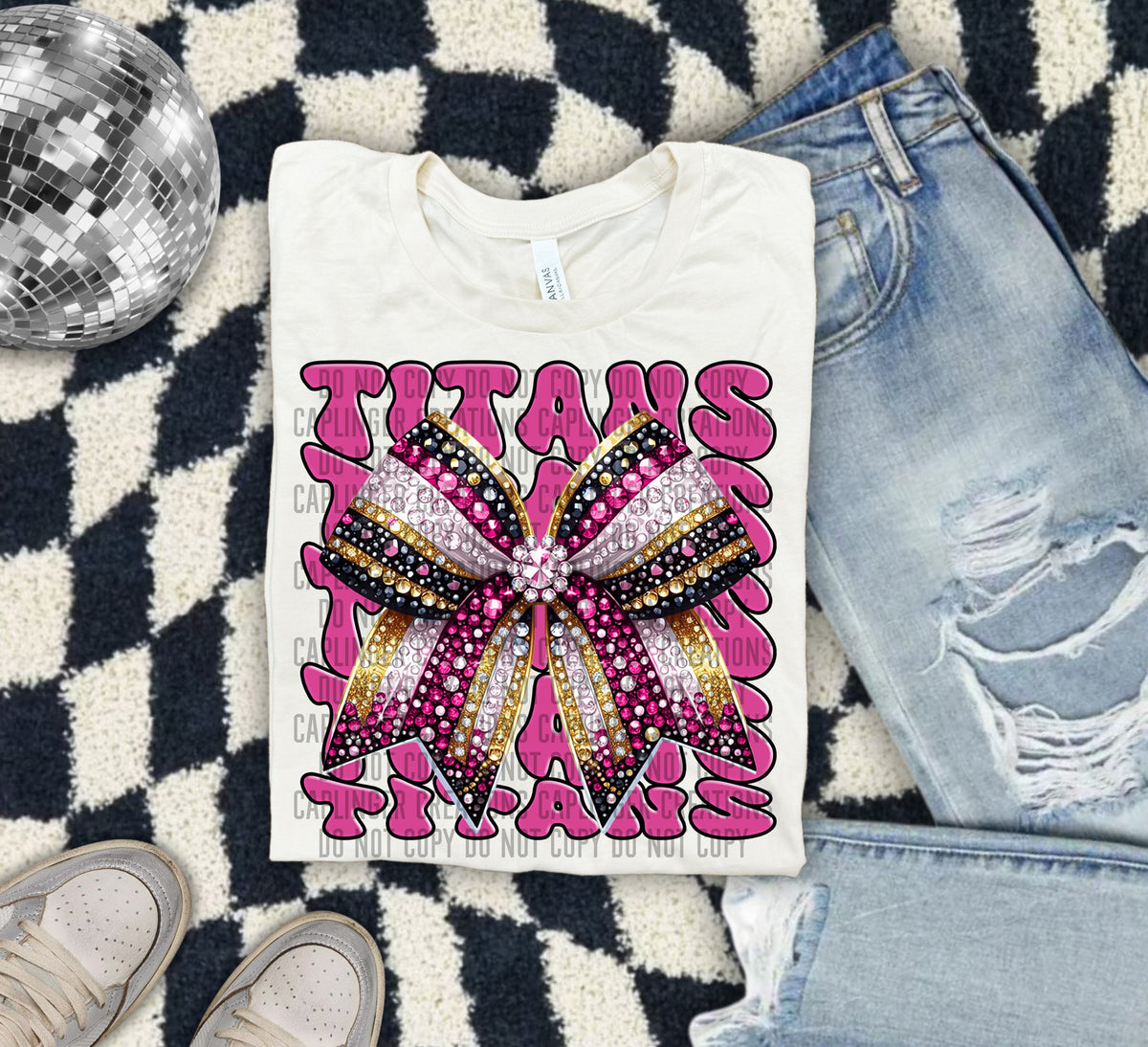 Titans Pink Bow School Mascot 57935 DTF transfer