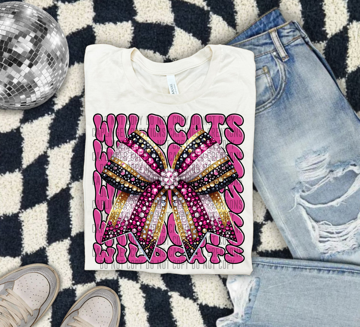 Wildcats Pink Bow School Mascot 57938 DTF transfer