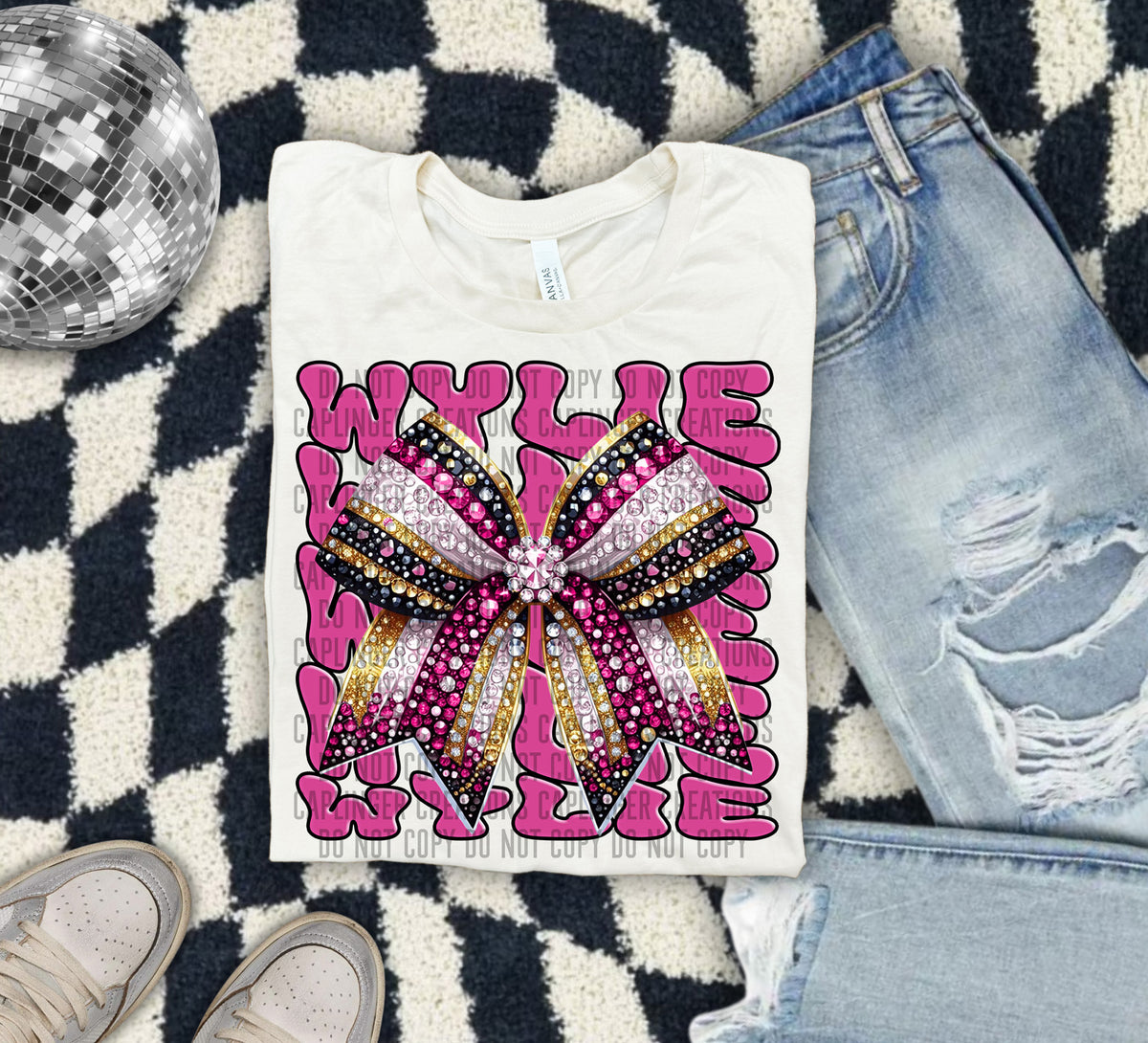 Wylie Pink Bow School Mascot 57942 DTF transfer