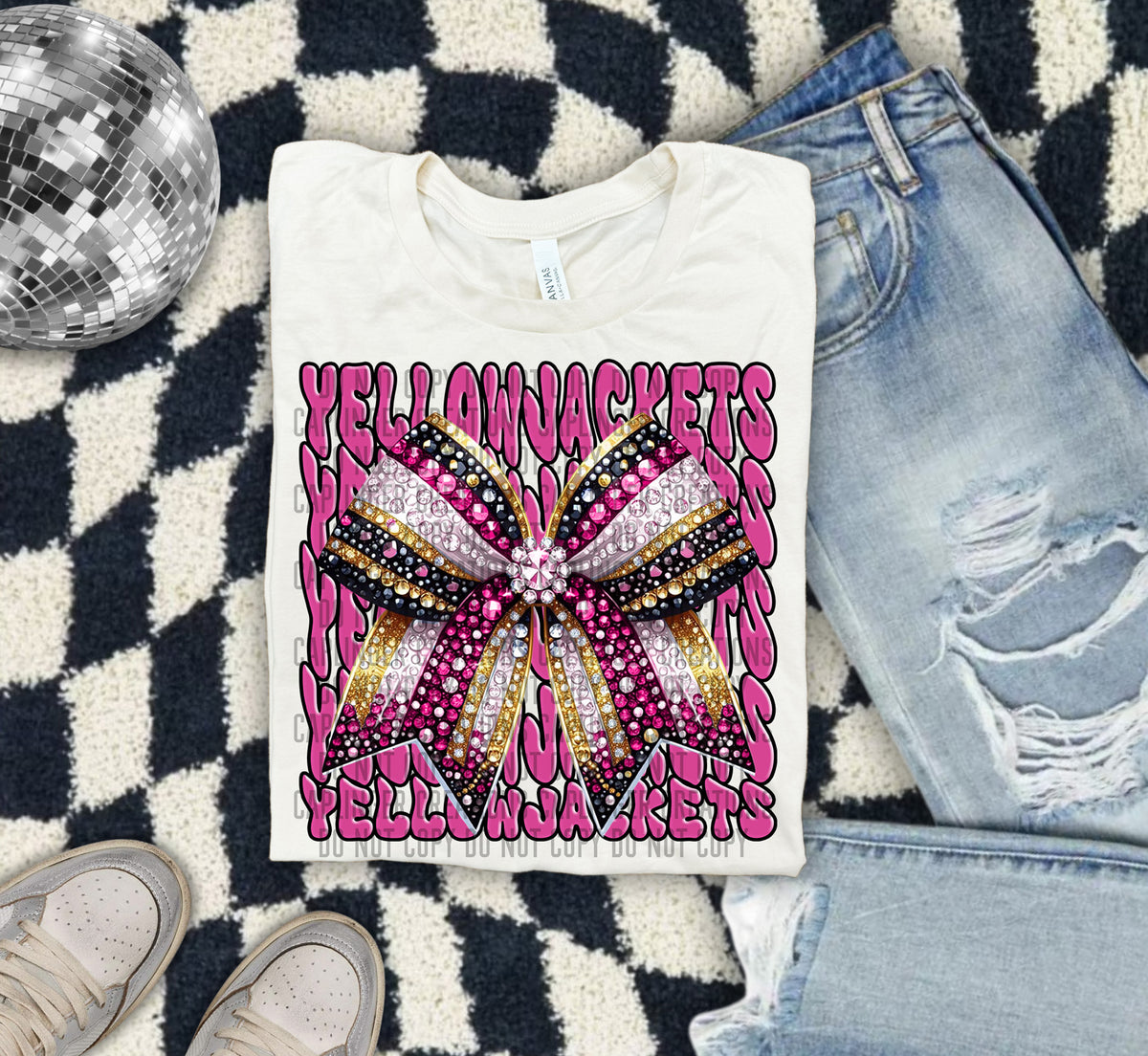 Yellowjackets Pink Bow School Mascot 57944 DTF transfer