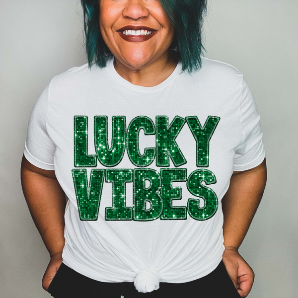 Lucky vibes green sequin 24339 DTF transfer