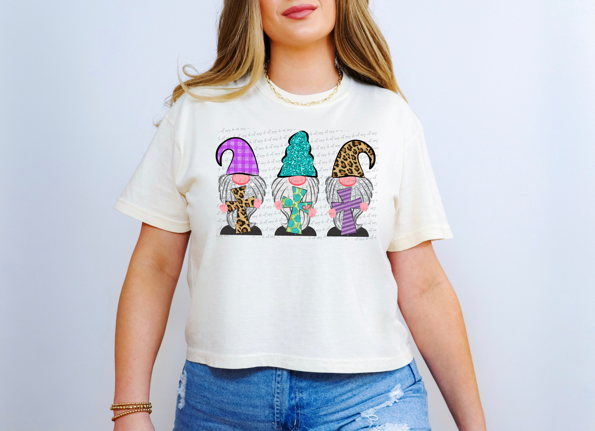 Trio Gnome with Leopard Cross 115976 DTF Transfer