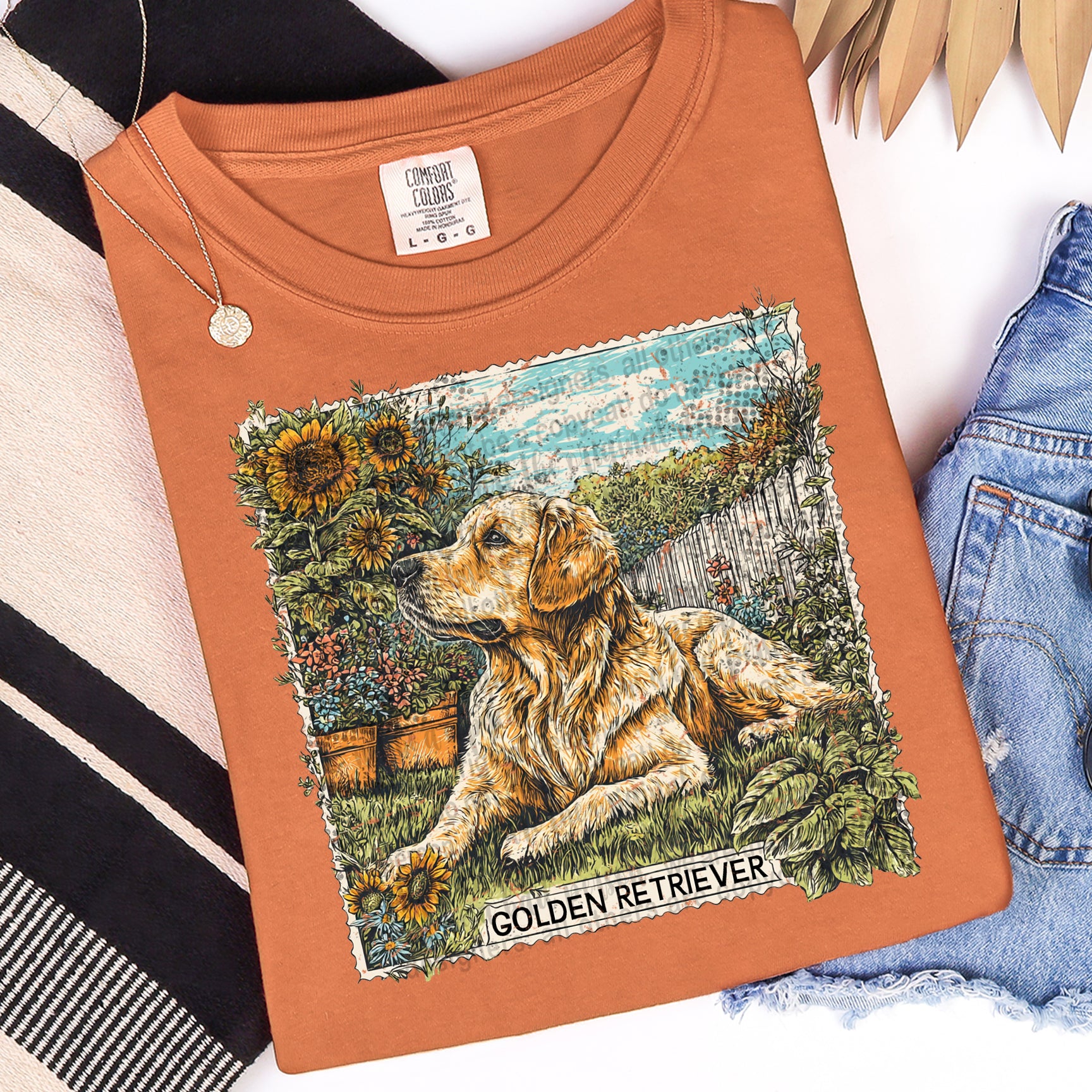 Golden Retriever stamp (TTD) DTF transfer – Mud & Grace Transfers