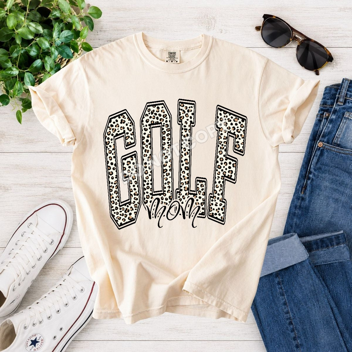 Golf mom white leopard filled arched (Parker) DTF Transfer