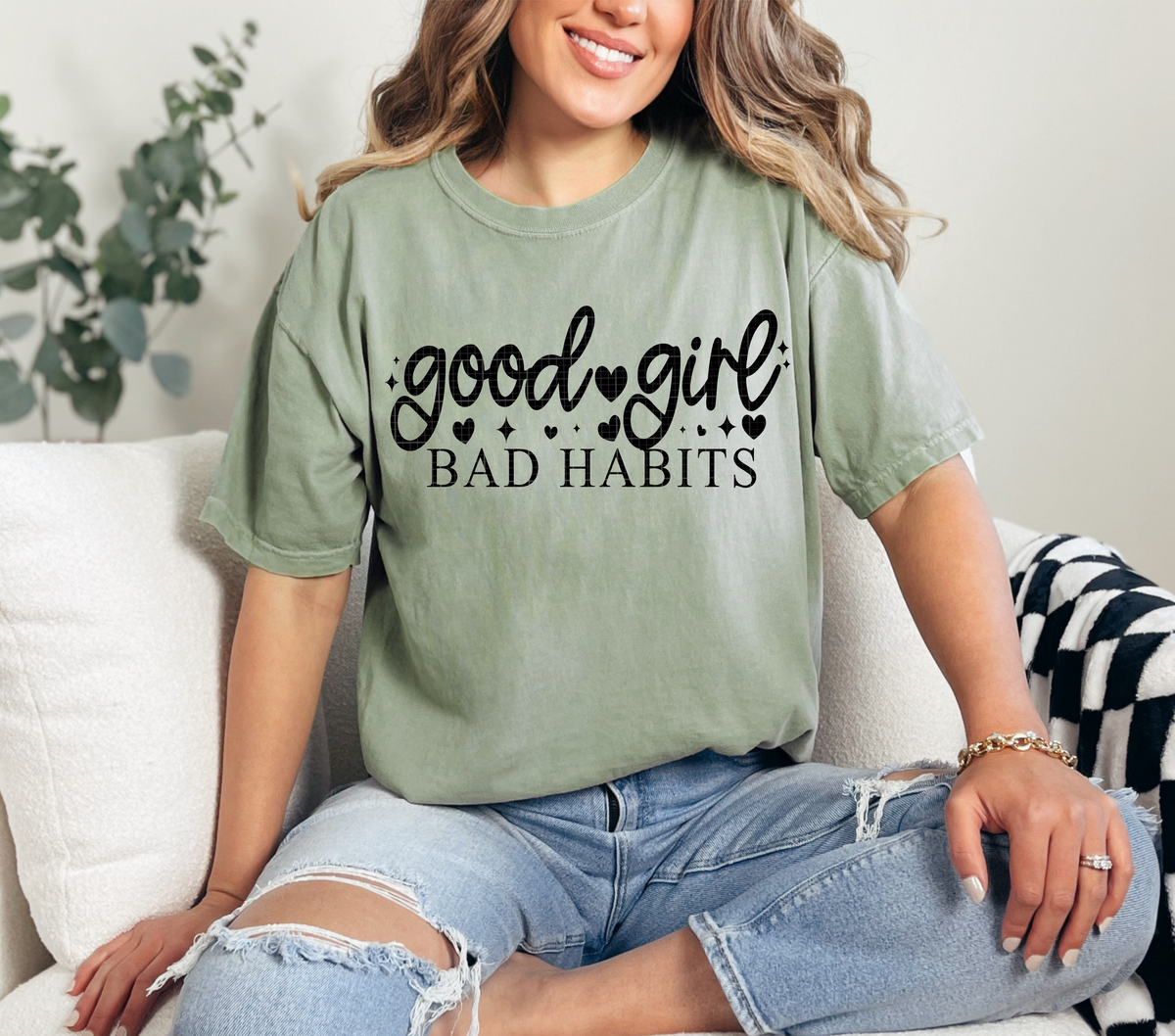 Good girl bad habits BLACK (Linda) DTF Transfer