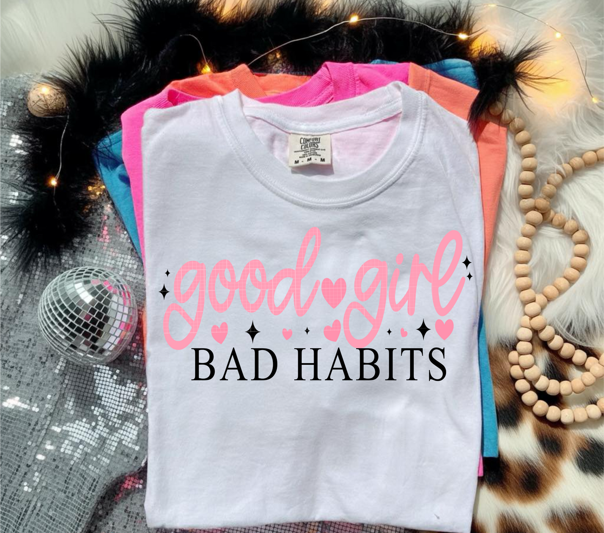 Good girl bad habits PINK (Linda) DTF Transfer