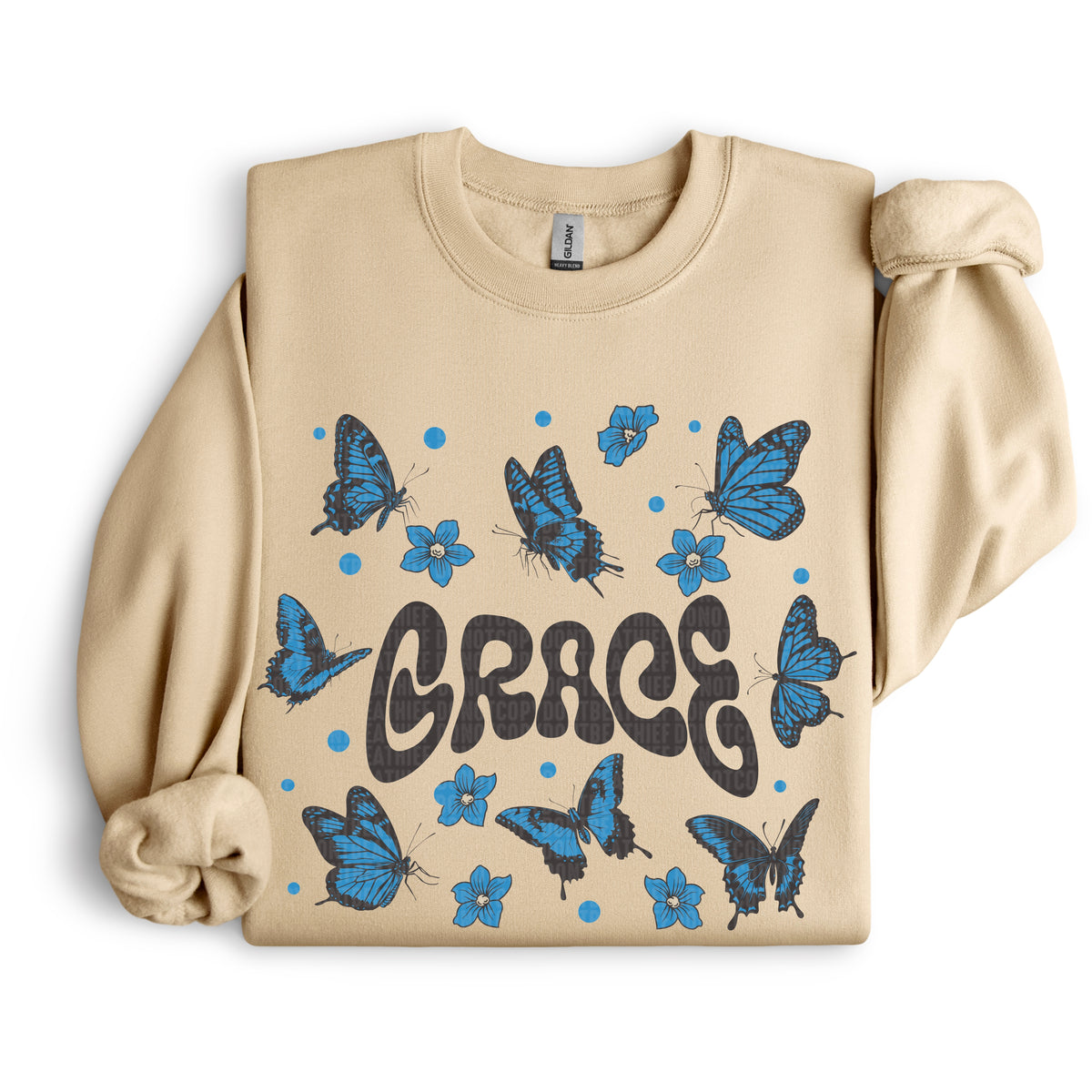 Grace blue butterflies DTF transfer