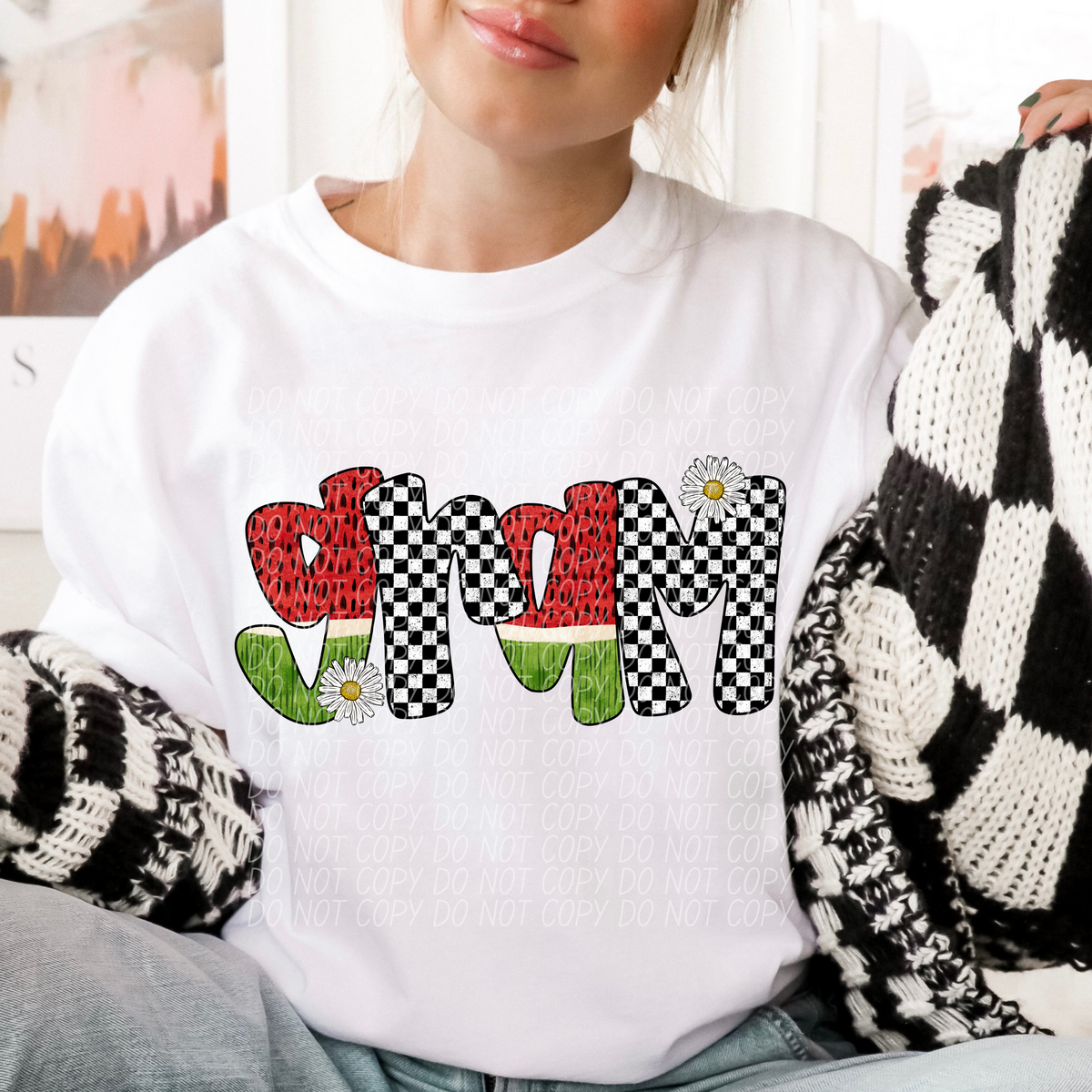 Gram Watermelon Checkered Font (City) DTF transfer