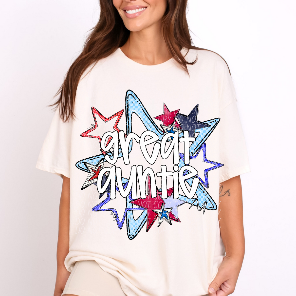 GREAT AUNTIE  fourth of July stars (CITY) DTF transfer