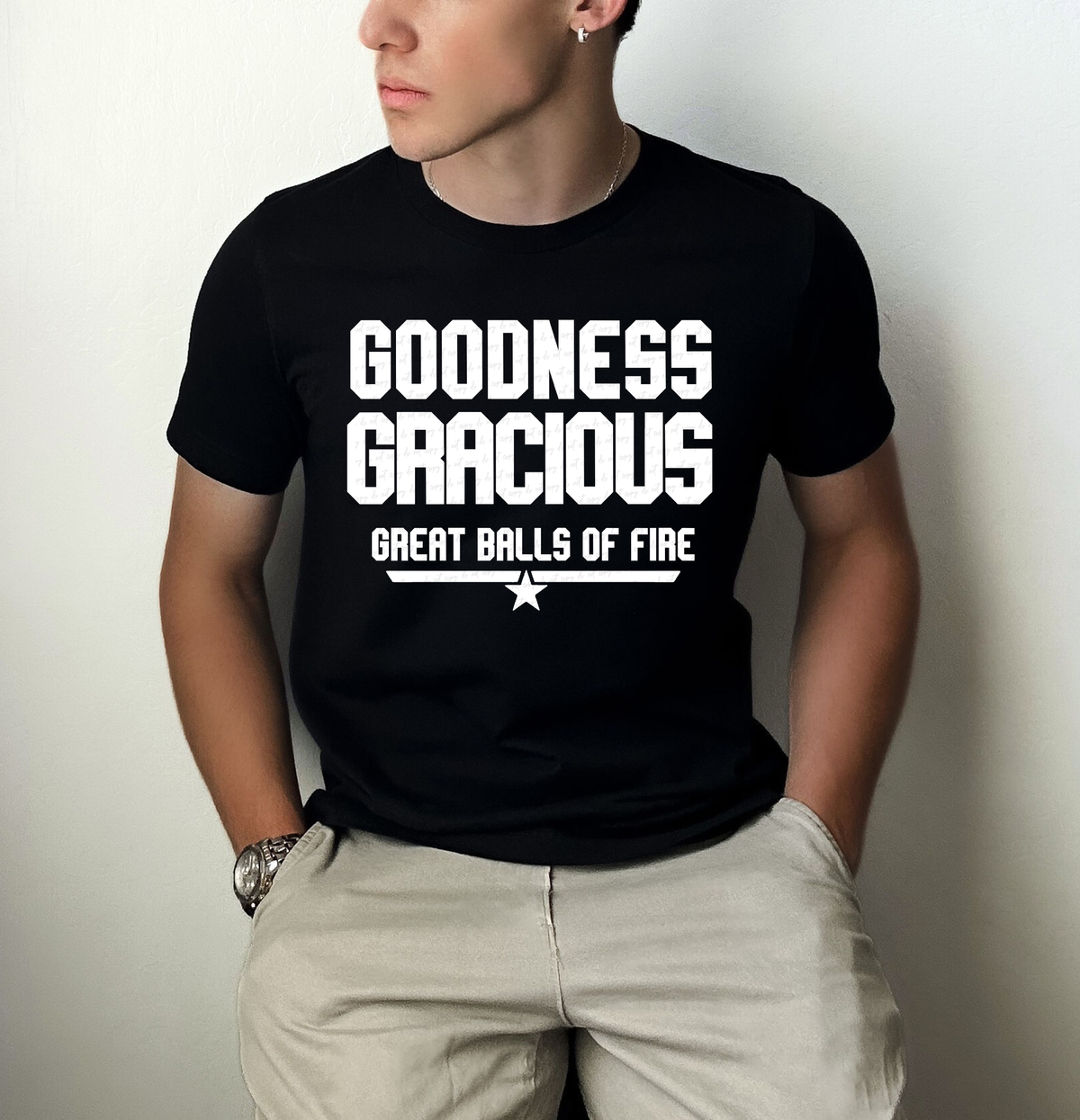 Goodness Gracious Great Balls Of Fire WHITE 117106 DTF transfer