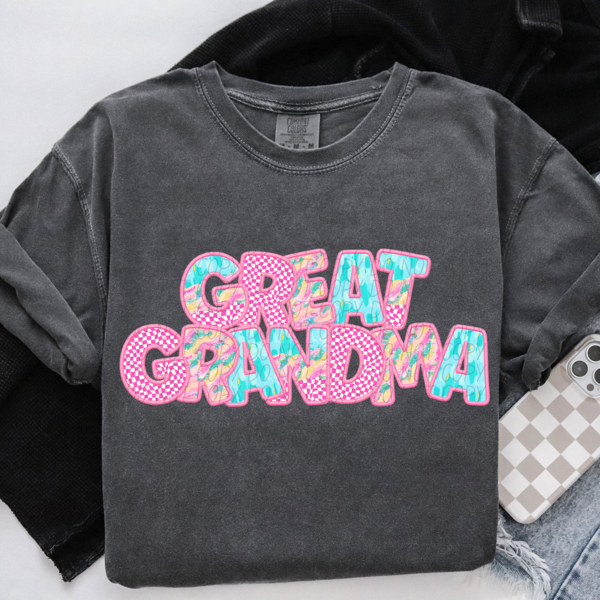 Great Grandma Spring Pink Checkered (CITY) DTF transfer