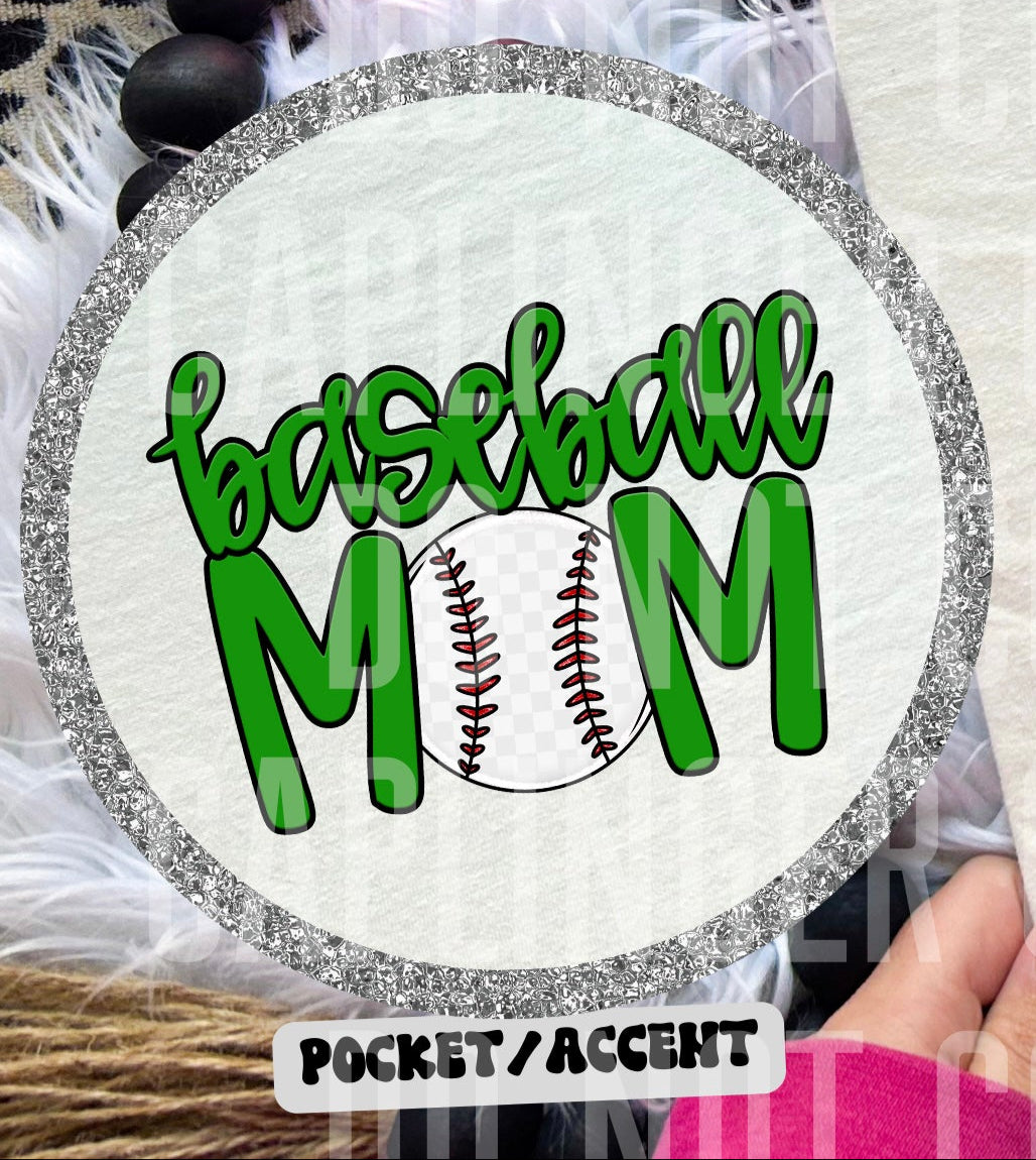 Baseball Mom Green POCKET (Caplinger) DTF transfer