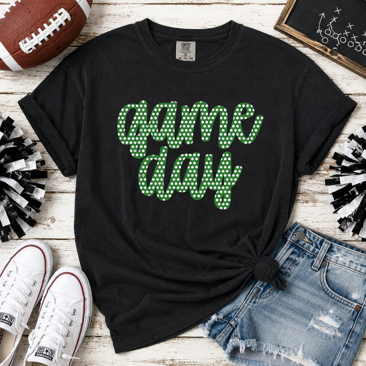Game Day Green with Dots (Parker) DTF transfer