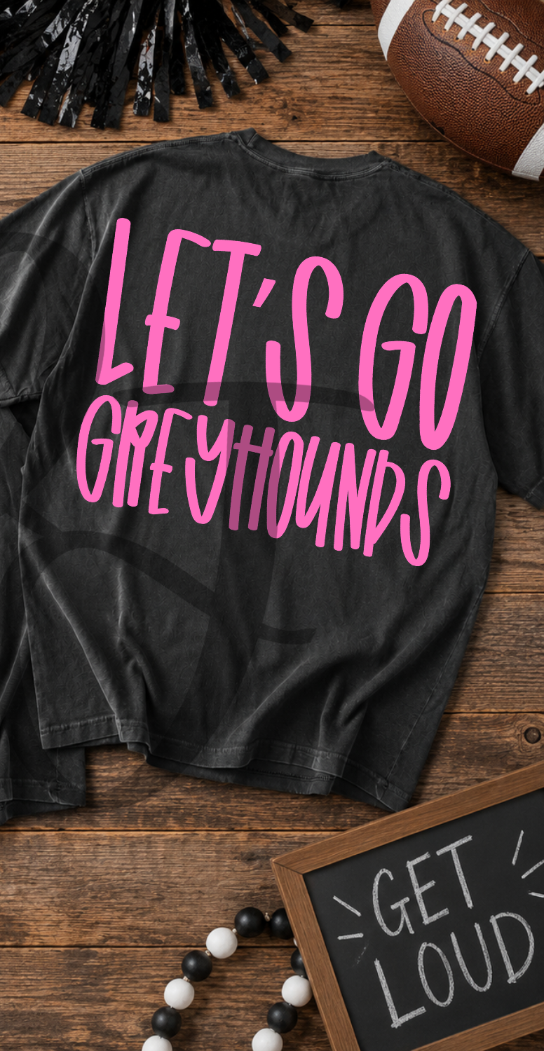 Lets go greyhounds- pink (Parker) DTF Transfer
