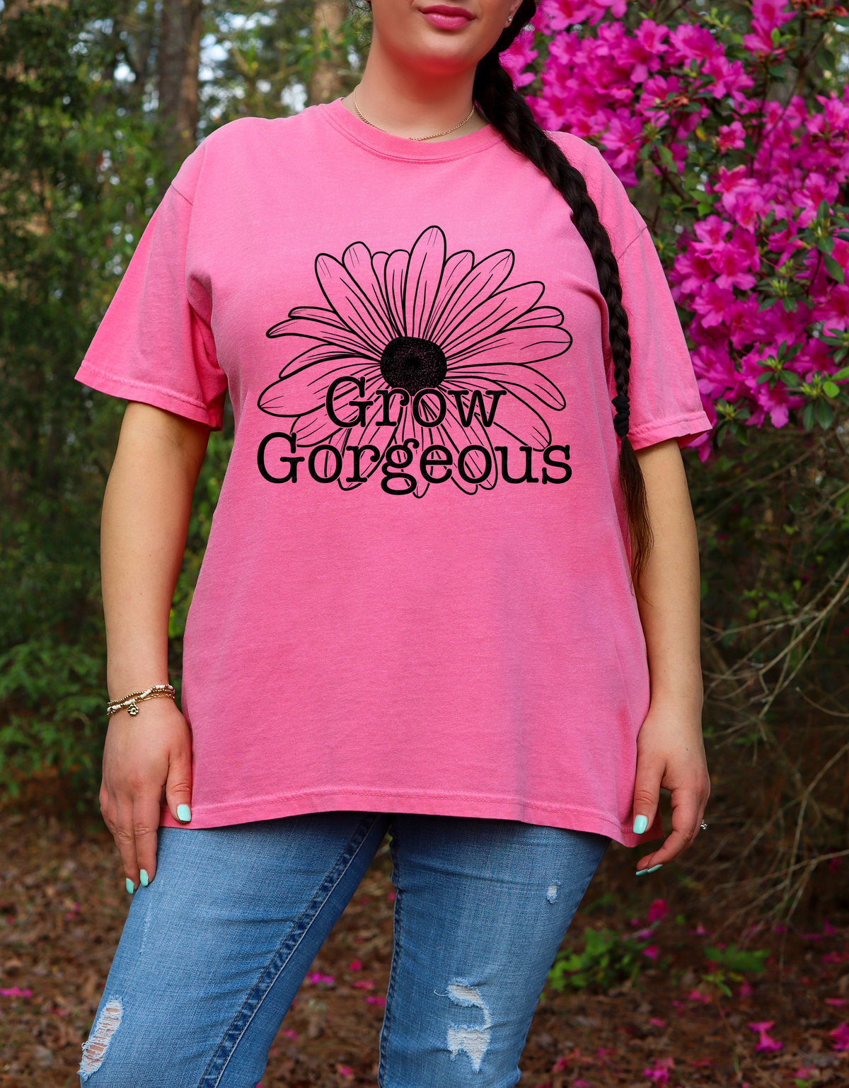 Grow Gorgeous Black Flower 114798 DTF transfer